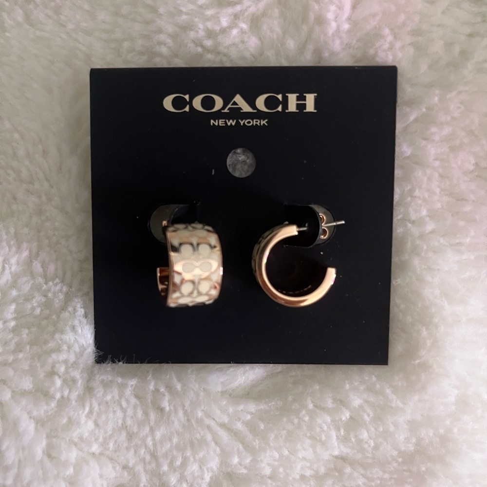 Coach Outlet Signature Huggie Earrings in Rose Gold